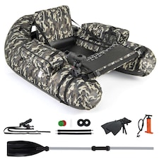 COSTWAY Fishing Float Tube V-Shaped Inflatable Float Tube-Camouflage
