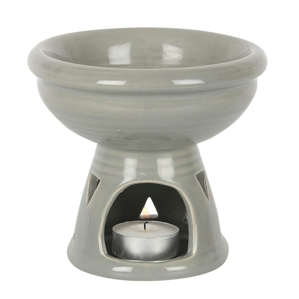 image 1 of Something Different Ceramic Deep Bowl Oil Burner - Grey - 12cm x 13cm x 13cm