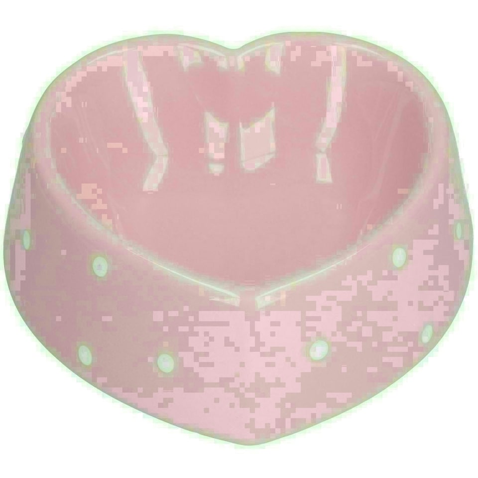 image 1 of Two Pink Heart Dog Small Animals Puppies Kittens Small Dog Bowl 15cm/300ml Pink