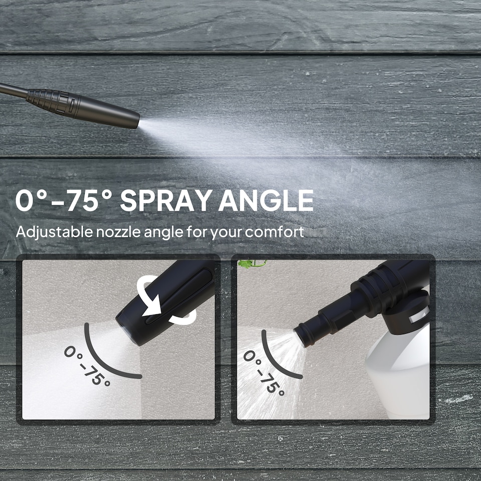 image 1 of Outsunny 1600W High Pressure Washer, 130 Bar Pressure, 390 L/h Flow, Portable Power Washer Jet Wash Cleaner with Adjustable Nozzle, 6M Hose, Handle for Home Patio Car Driveway, Green