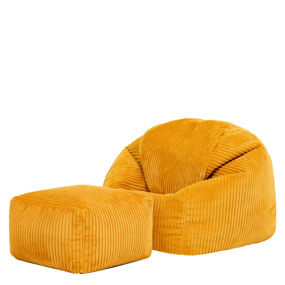 image 1 of icon Kids Kingston Cord Classic Bean Bag and Mini Square Footstool, Ochre