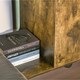 image 3 of Industrial Brown C Shaped Side Table With Storage & Wheels Brown