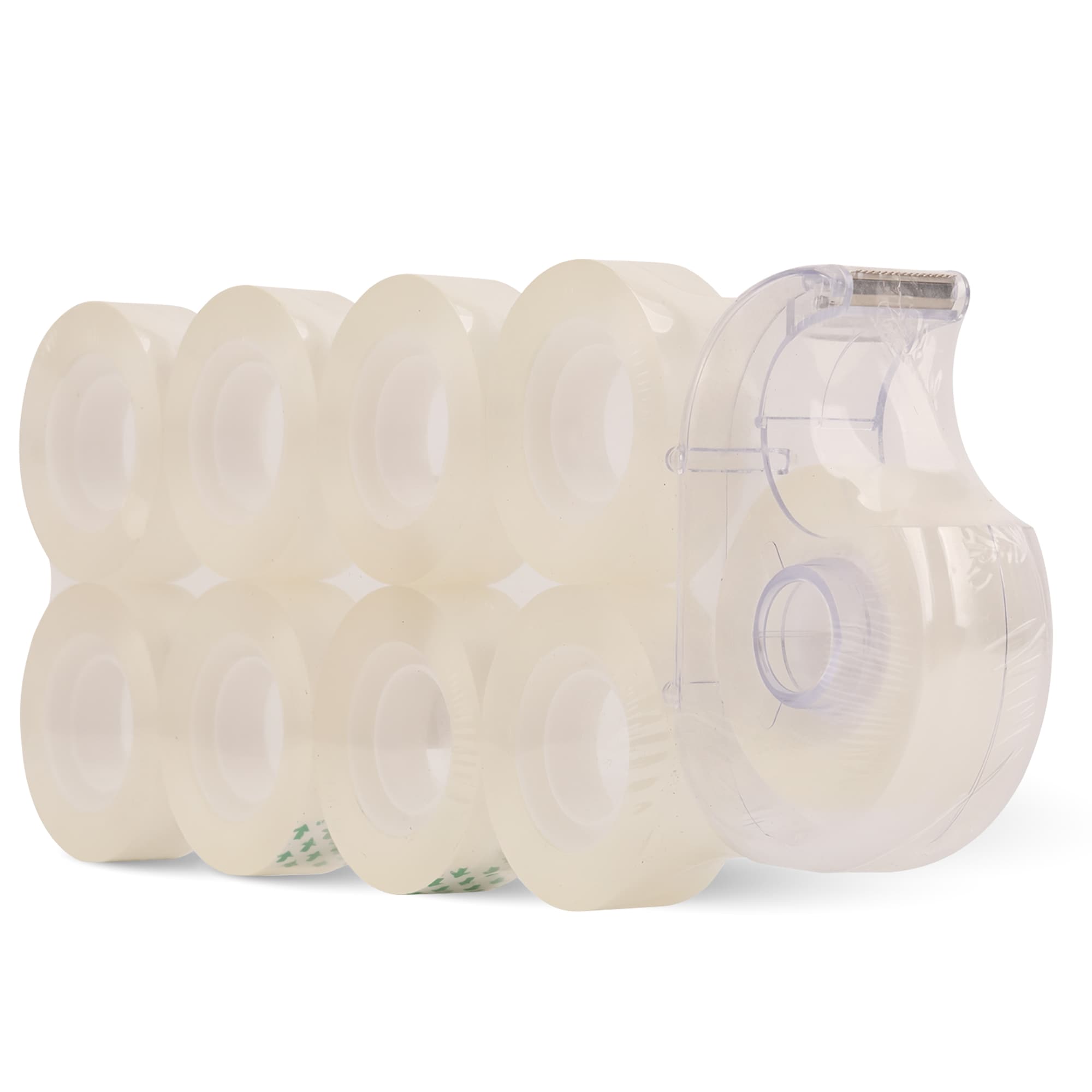 Neel Blue 18mm x 33m Clear Packing Tape with Dispenser, Transparent Rolls - 9pcs