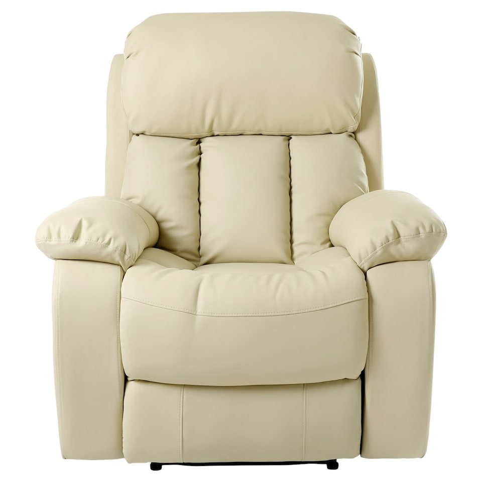 image 1 of Chester Bonded Leather Manual Recliner Chair with Heat And Massage (Cream)