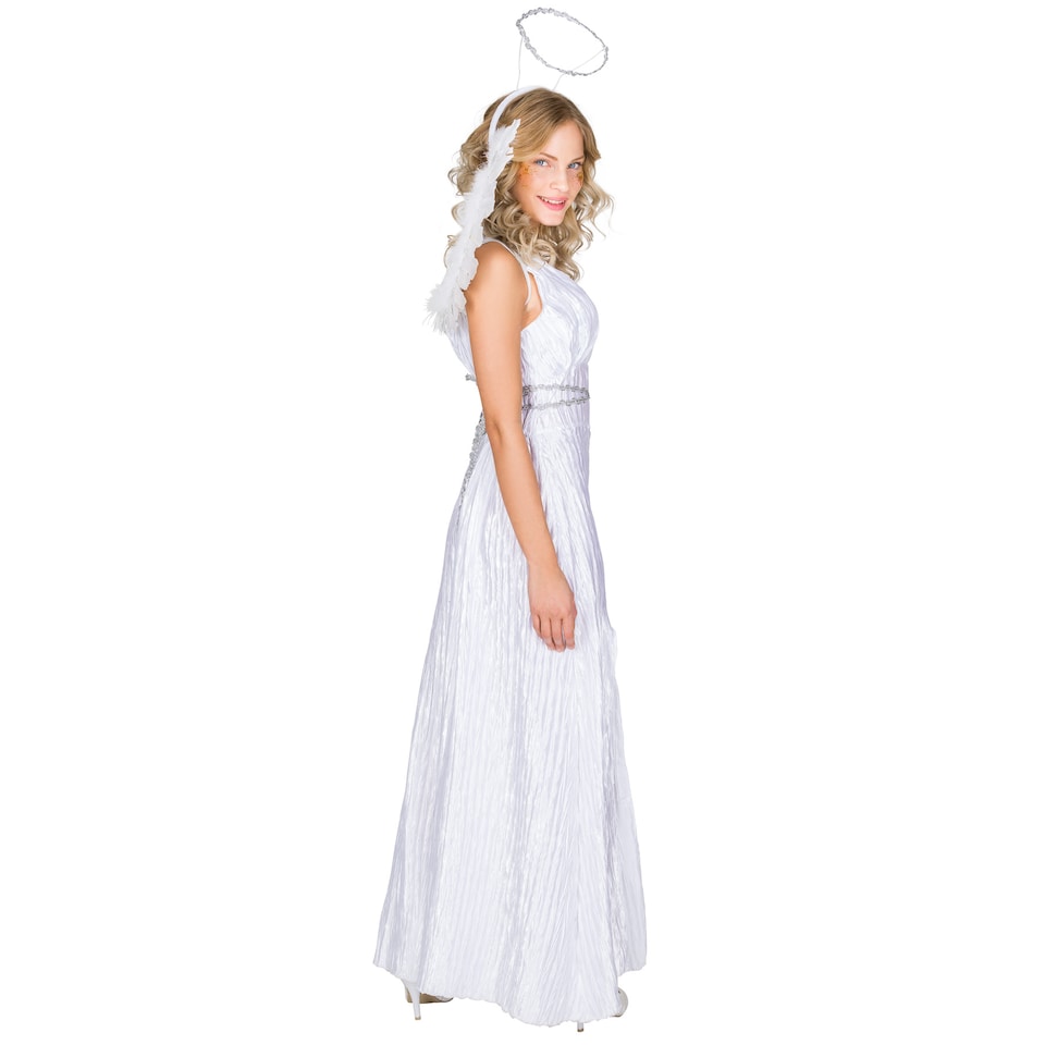 image 1 of Angel Costume  Womans Halo Wings Fancy Dress Halloween Student Party | White | white | 1