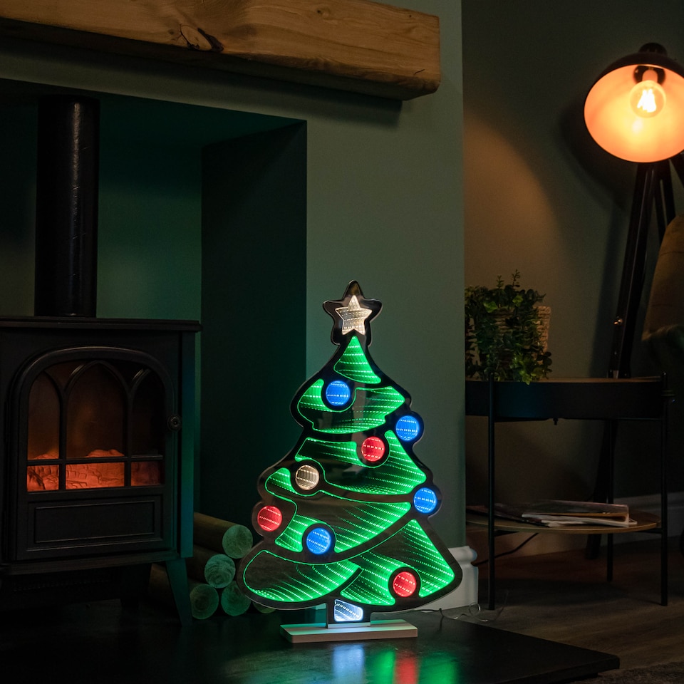 image 1 of 60cm Light up Christmas Tree Infinity Decoration with Multi-Coloured LEDs