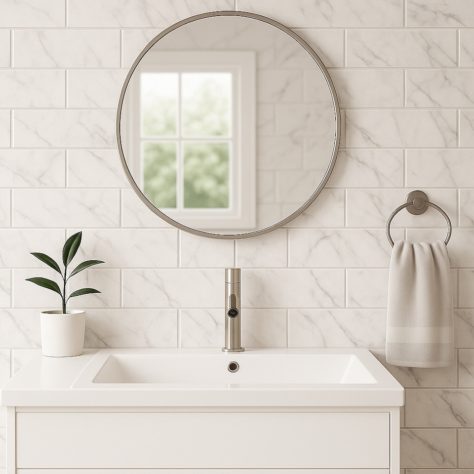 image 1 of Bone Gloss Metro Tiles (250 Pack-5 Box-5m2 Coverage)-Bath-Premium Ceramic Wall Finish-Inspired by NYC Subway & SoHo Style