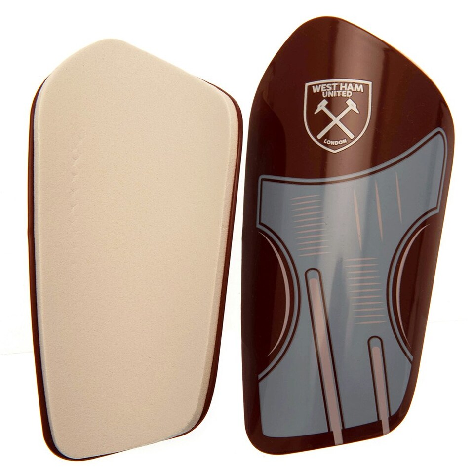 image 1 of West Ham United FC Childrens/Kids Crest Slip-In Shin Guards - Claret Red/Sky Blue - 7-9 Years