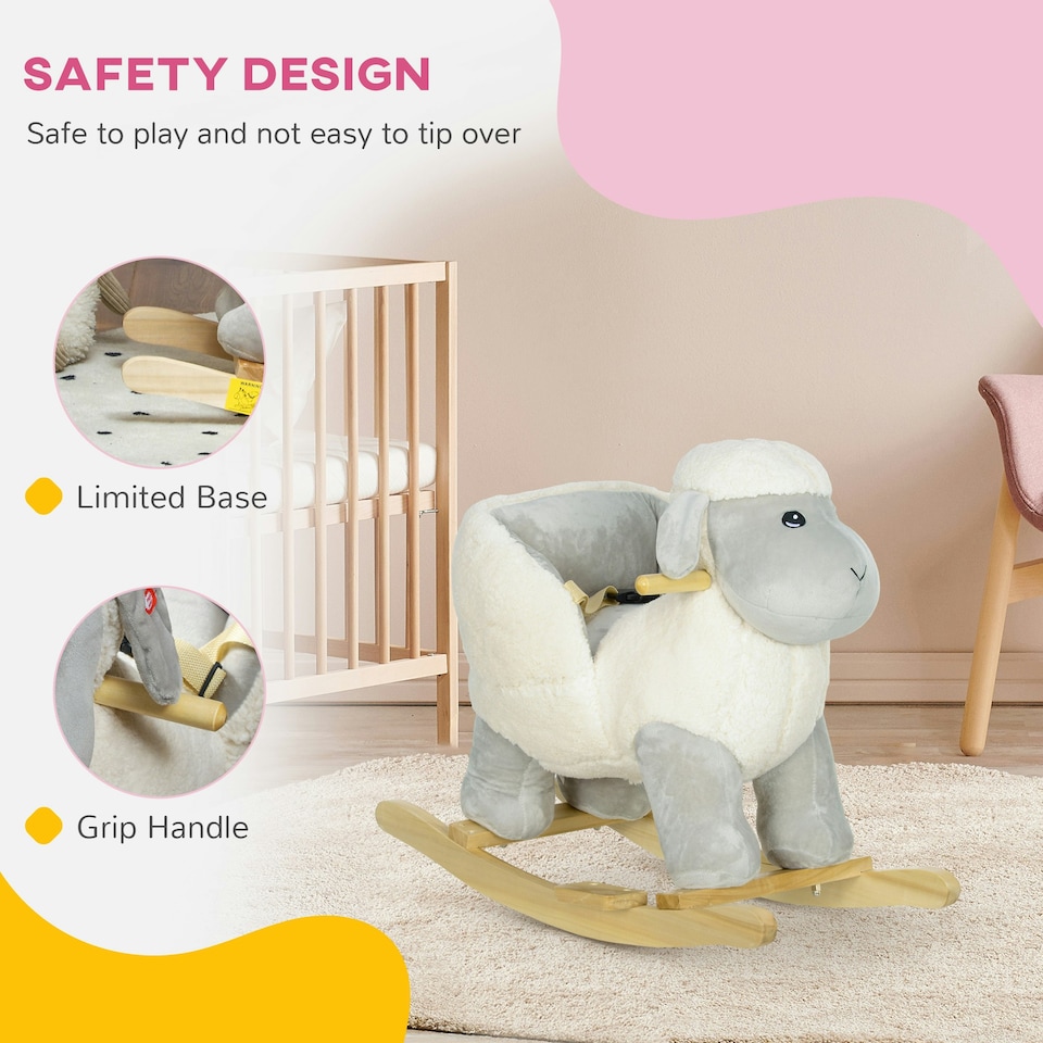 image 1 of AIYAPLAY Baby Rocking Horse with Safety Belt, Sound, for Ages 18-36 Months