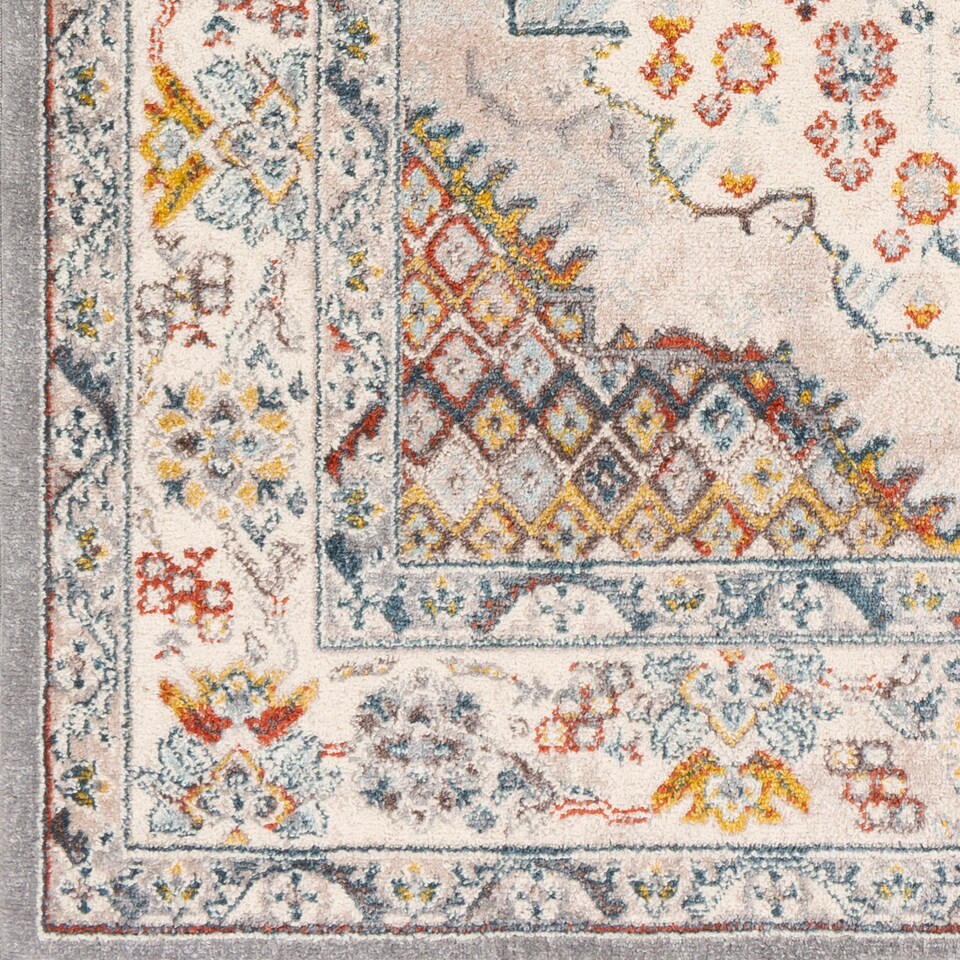 image 1 of LIVABLISS Ankara-Vintage Traditional Boho Square Rug 200 x 200 cm | Grey Taupe Blue