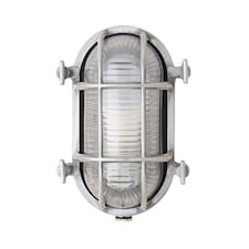 ValueLights Silver Outdoor Wall Bulkhead Light with 4W Warm White Bulb