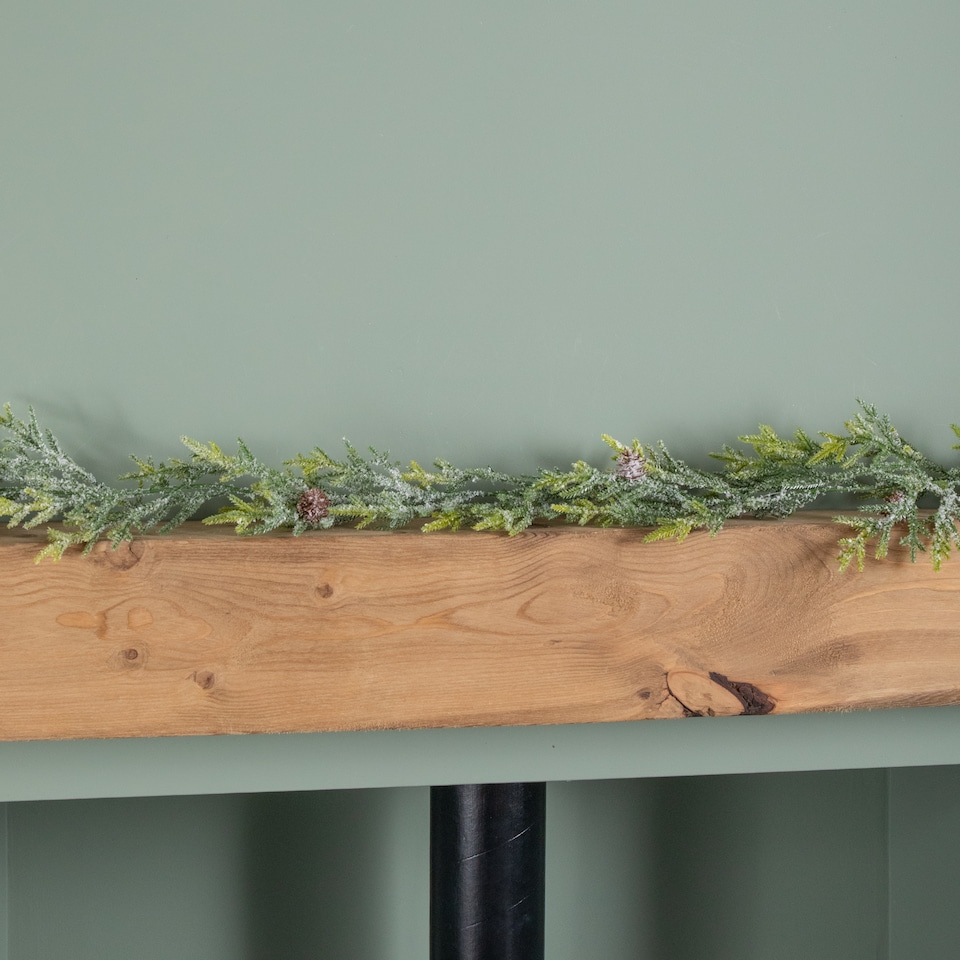 image 1 of 160cm Realistic Look Christmas Green Spruce Garland with Frosting and Plastic Pine Cones