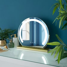 ValueLights Mirror Dimmable Brushed Gold Vanity Mirror and SMD LED Integrated LED 12W Neutral White 6500K Bulb