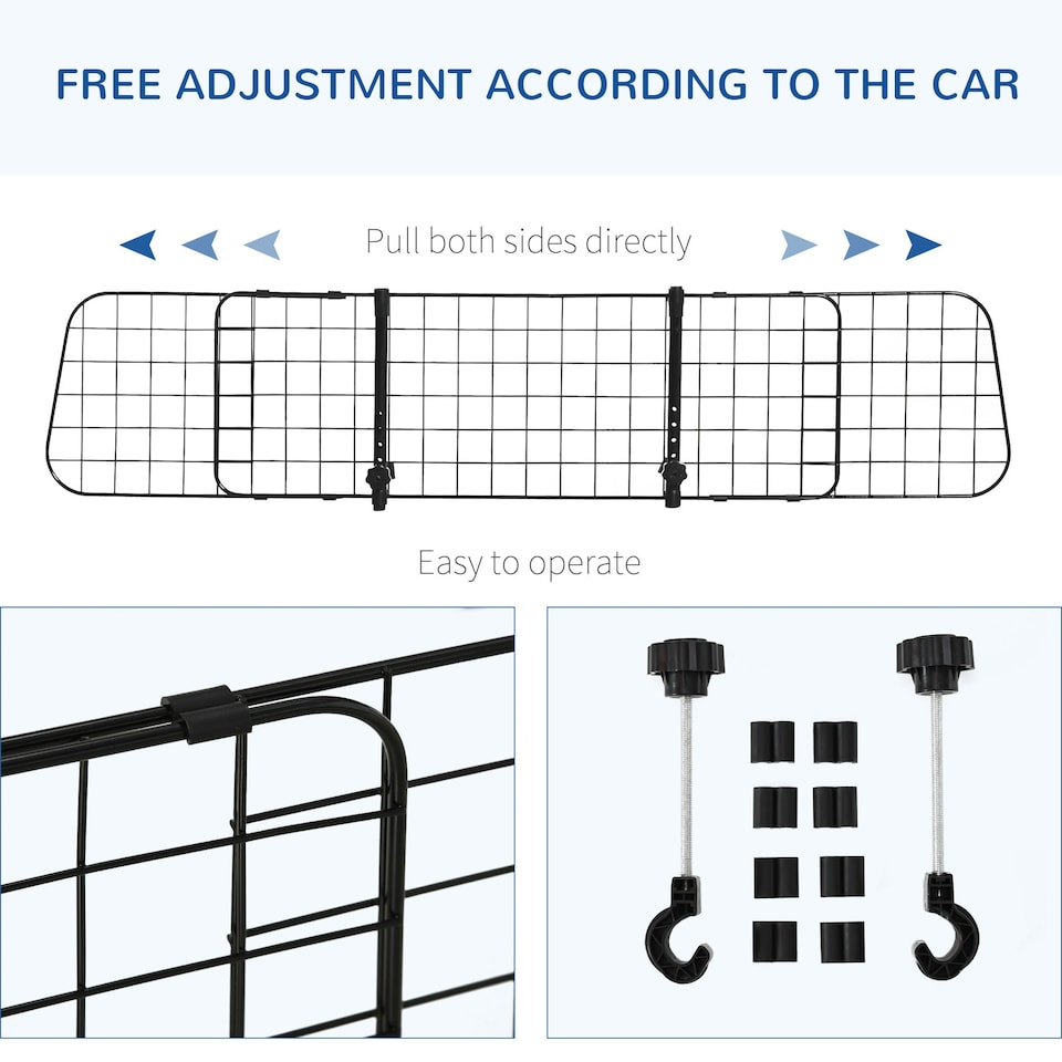 image 1 of PawHut Heavy Duty Pet Dog Car Barrier Adjustable Ventilated Mesh Wire Guard