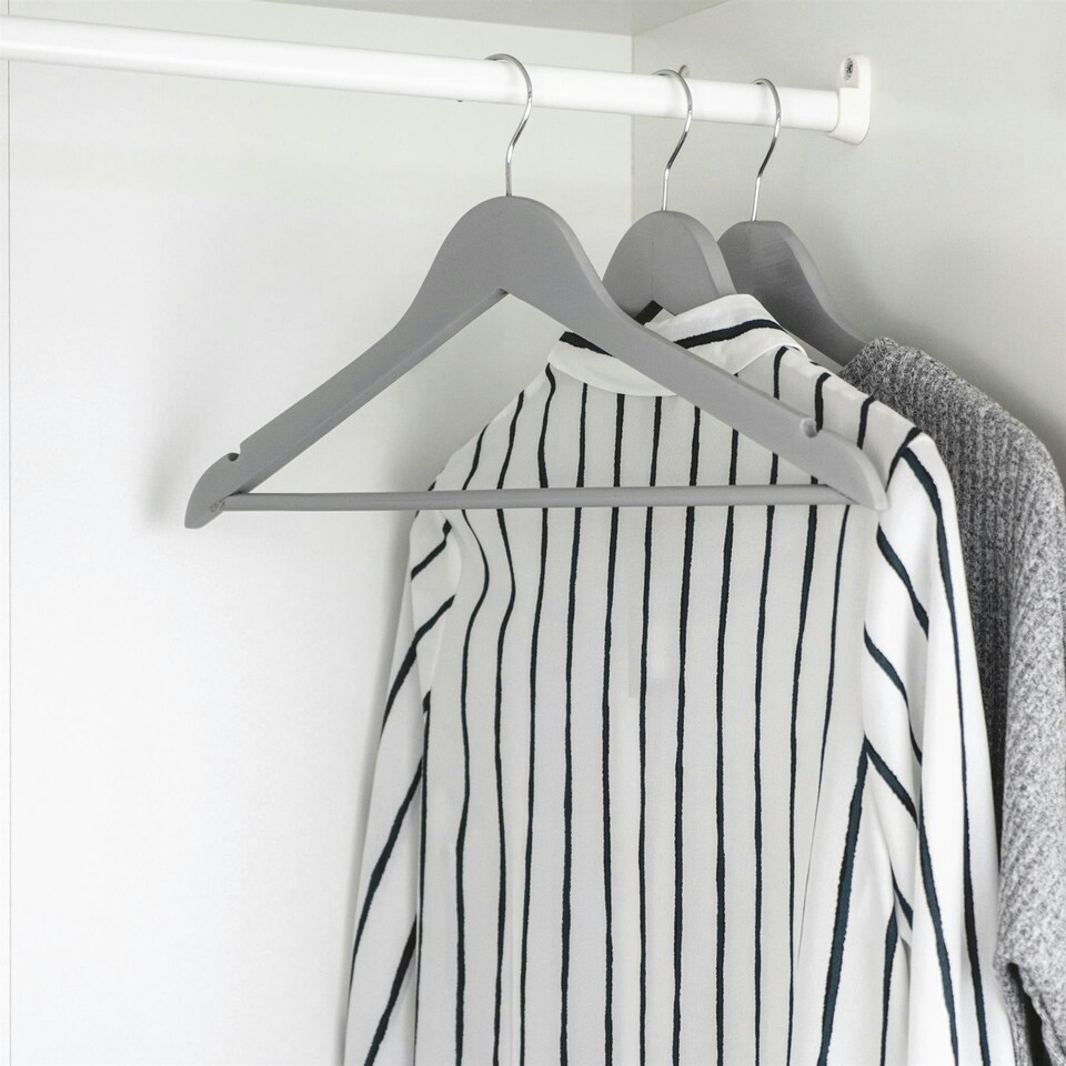 image 1 of Harbour Housewares Wooden Clothes Hanger - Grey - Pack of 10 - Wooden Hanger Coat Hanger Suit Hanger Jacket Hanger Shirt Hanger Trouser Hanger