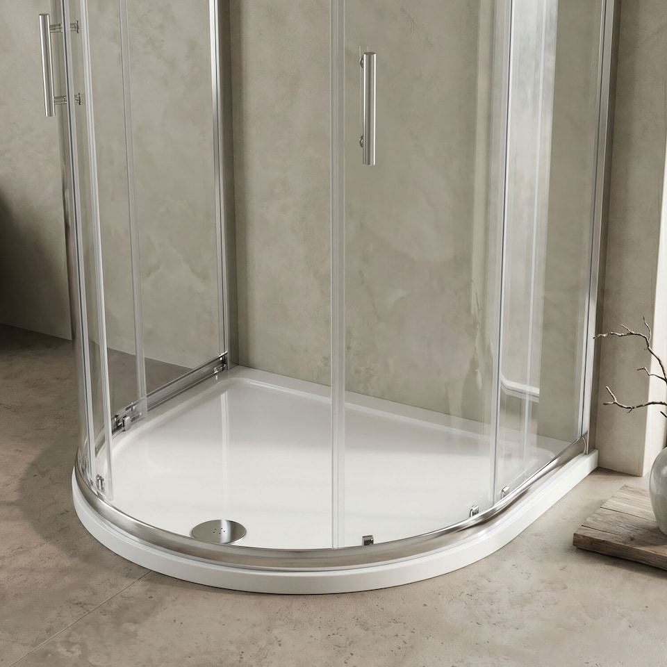 image 1 of Balterley Premium D Shape Shower Tray | White | White | 1