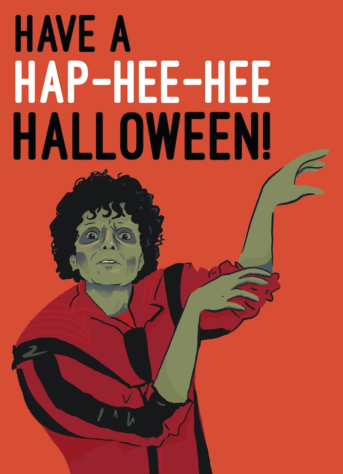 image 1 of Have A Hap-hee-hee Halloween - Funny Michael Jackson Halloween Card