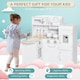 image 3 of HOMCOM Kids Play Kitchen Wooden Toy Kitchen Cooking Set for Children with Drinking Fountain, Microwave, and Fridge White