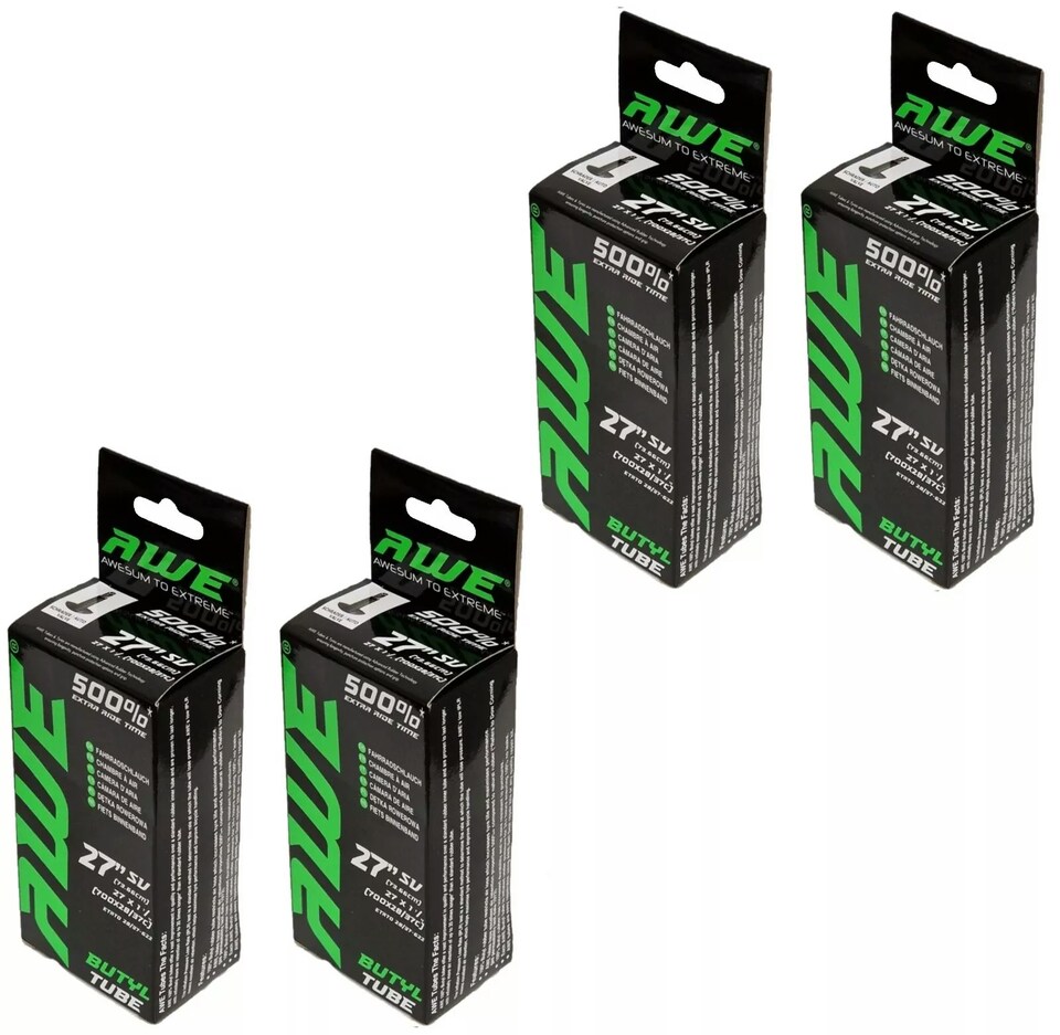 image 1 of AWE Set x 4 Butyl Rubber 27" MTB/E-Bike Inner Tube 27 x 1 Ãƒâ€šÃ‚Â¼ 700x28/37C Schrader Valve