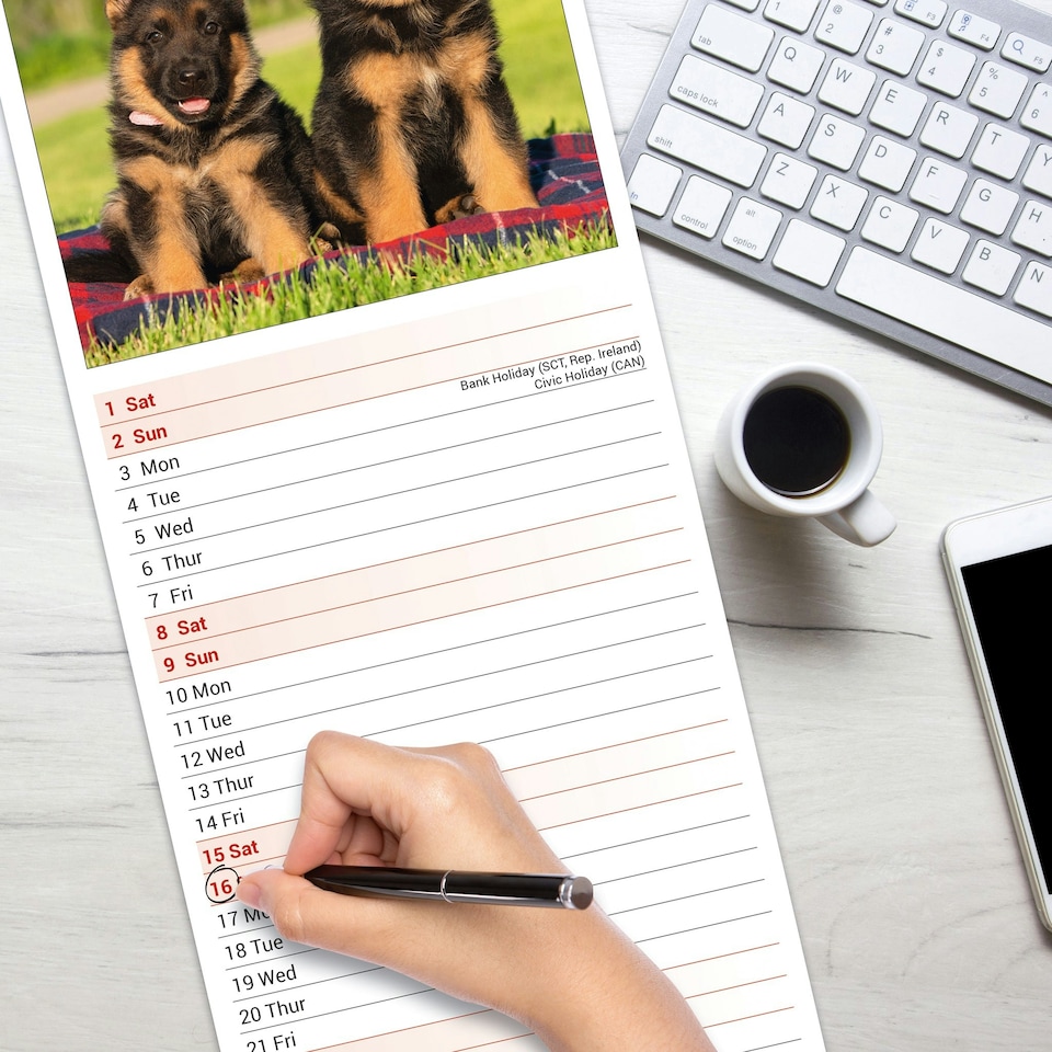 image 1 of German Shepherd Slim 2026 Calendar | Slimline Wall Calendar | Dog Breed Gift | Plastic Free Packaging | Avonside Publishing Ltd