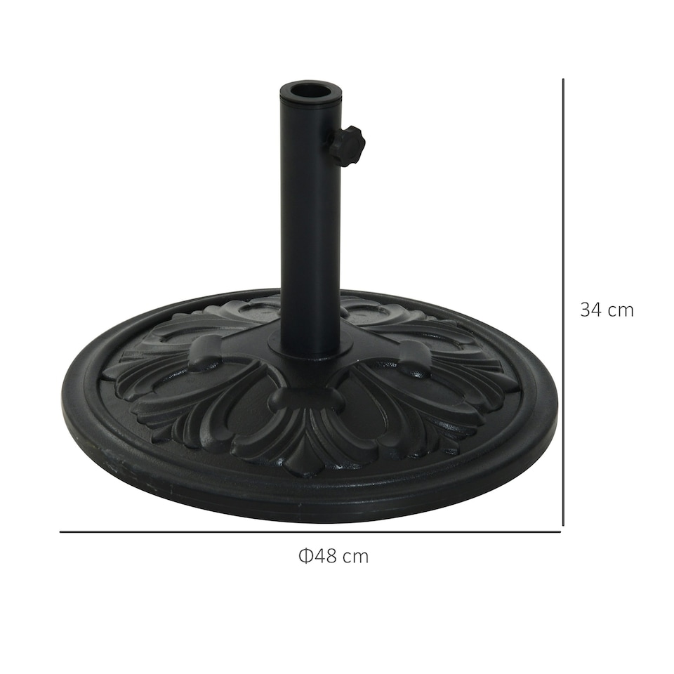 image 1 of Outsunny 13KG Round Parasol Base Heavy Duty Cement Stand Umbrella Holder Garden