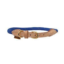 Digby & Fox Reflective Leather Dog Collar - Royal Blue - XXL - Neckline: 63cm-70cm