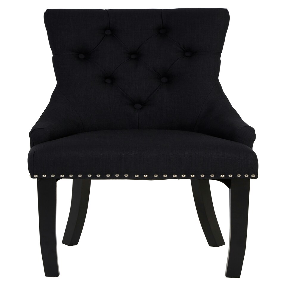 image 1 of Interiors by Premier Black linen Dining Chair, Comfortable High Back Office Chair, Aesthetic Linen chair for Living Room