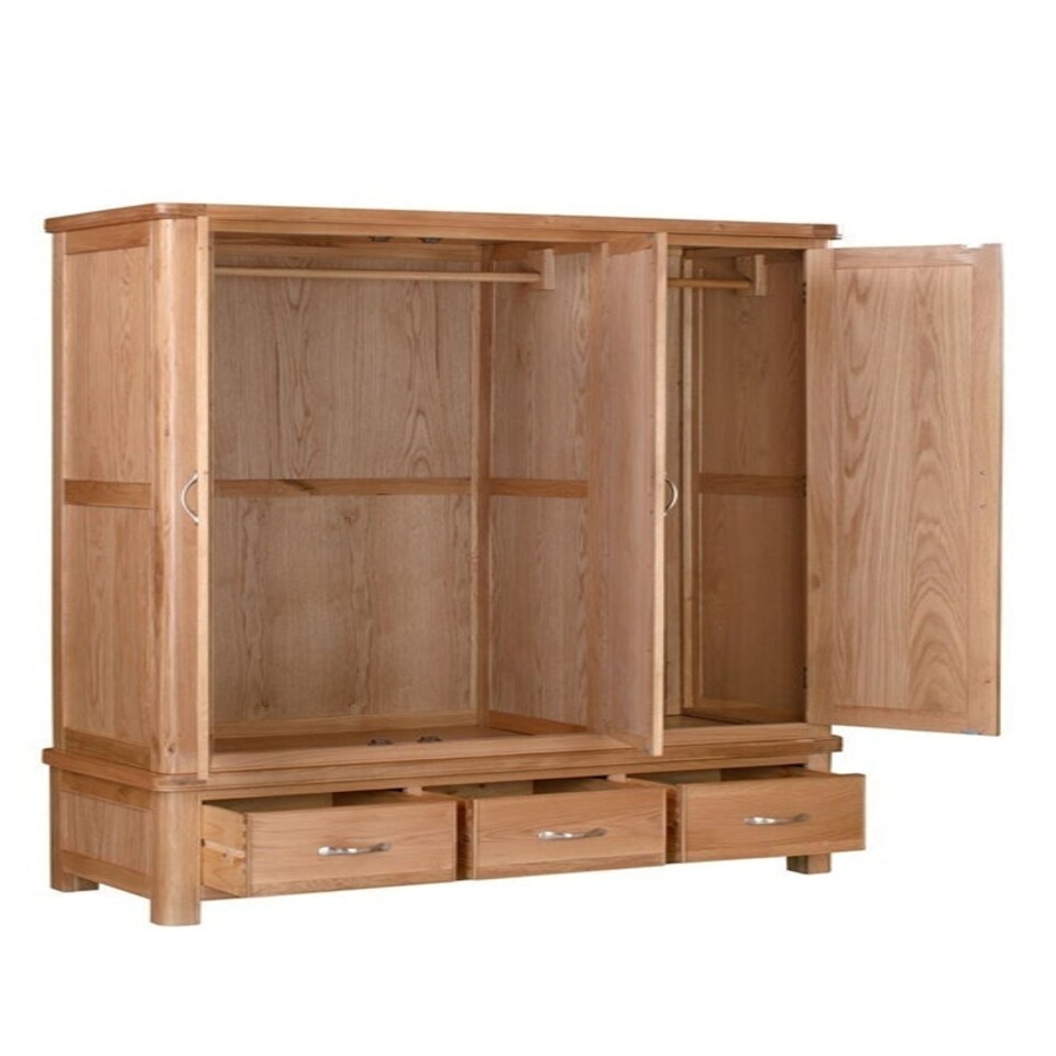 image 1 of Bologna Triple Wardrobe - L57 x W146 x H191 cm - Oak Brown