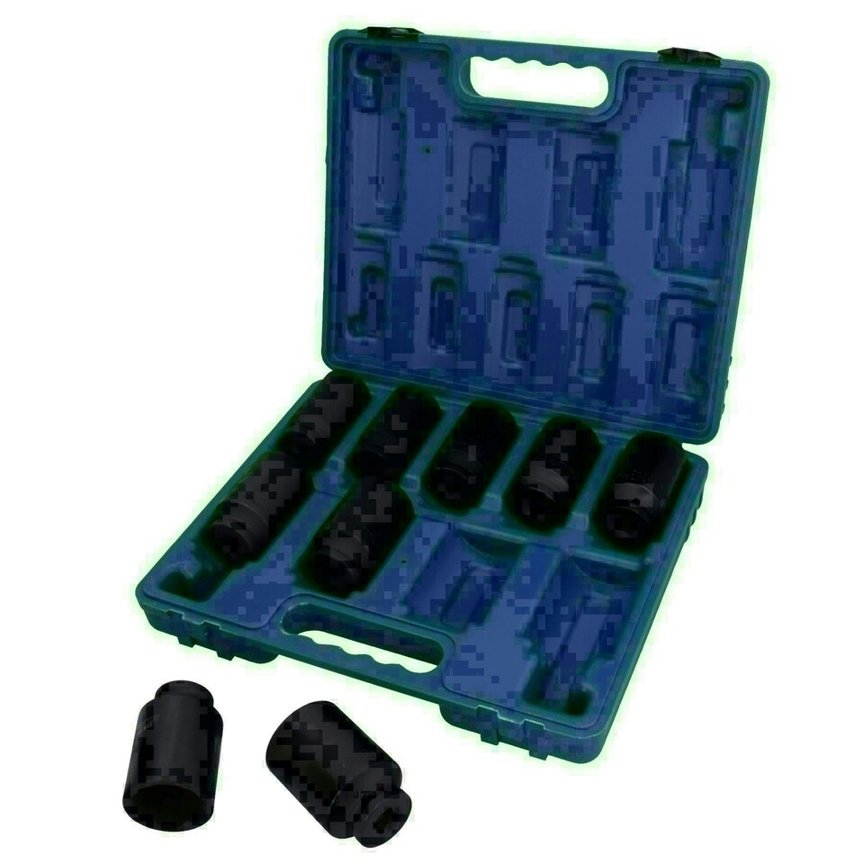 image 1 of 9pc Metric MM Deep Impact Thin Walled Hub Nut Sockets 12 Sided 29 - 38mm