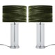 image 1 of Set of 2 Aura - Chrome Table Lamps with Green Crushed Velvet Shades Chrome | Green