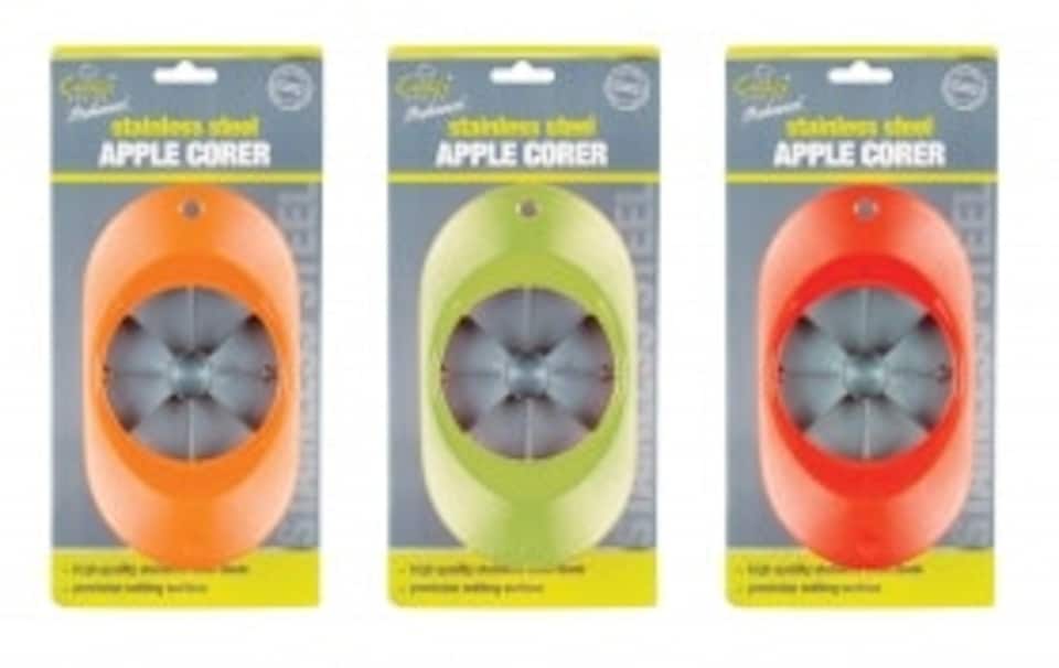 image 1 of Stainless Steel Apple Corer with Plastic Handle - Cut Cutting Fruit