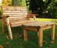 image 9 of Hand Made 2 Seater Chunky Rustic Wooden Garden Furniture Bench With Coffee Table
