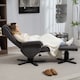 image 7 of HOMCOM Swivel Recliner Chair with Footstool, Velvet Fabric Recliner Armchair with Ottoman, Wood Base, Upholstered Reclining Chair for Living Room, Bedroom, Office, Charcoal Grey | Grey | Charcoal grey