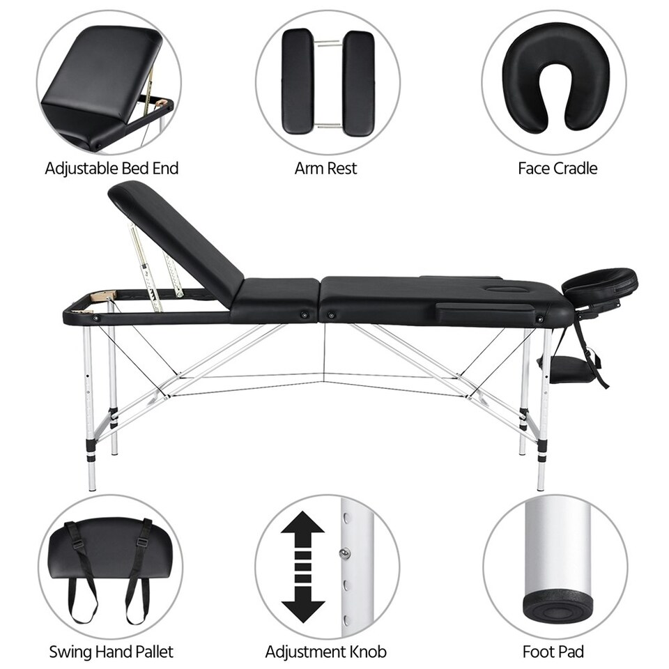 image 1 of Yaheetech Adjustable Massage Couch with Backrest and Headrest