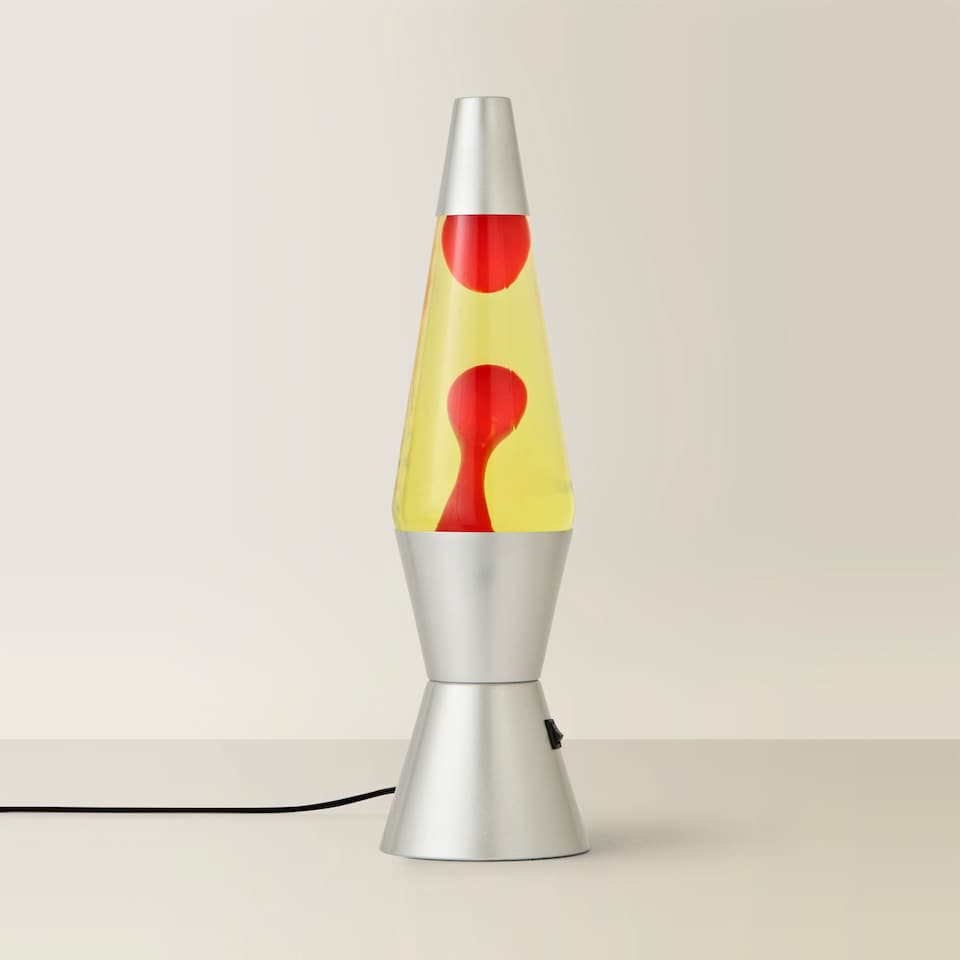 image 1 of ValueLights Razzo Lava lamp Clear Silver Illuminated Decoration and Integrated LED 1W Red Bulb