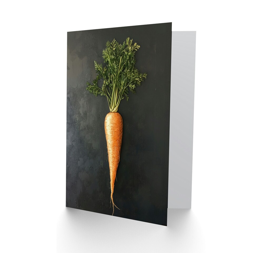 image 1 of Carrot Vegetable on Black Slate Board Painting Birthday Greeting Card