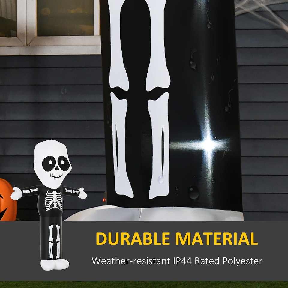 image 1 of HOMCOM 3m Halloween Inflatable Skeleton Ghost Decoration, LED Lighted for Home Indoor Outdoor Garden Lawn Decoration Party Prop