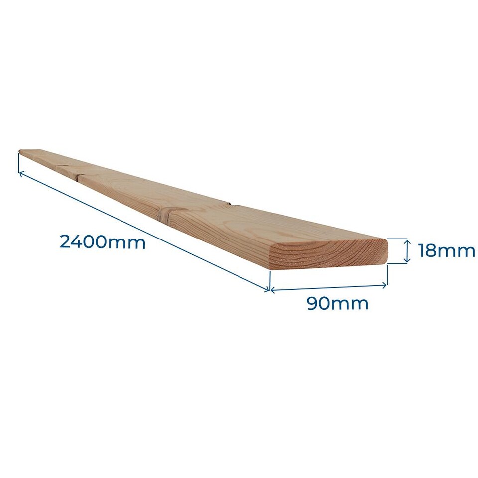 image 1 of Snowdon Timber Reject Untreated 4x1inch Eased Edge PAR Timber (T) 18mm (W) 90mm (L) 2.4m - 15 Pack
