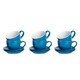image 1 of Argon Tableware 12 Piece Coloured Cappuccino Cup & Saucer Set - 250ml - Blue