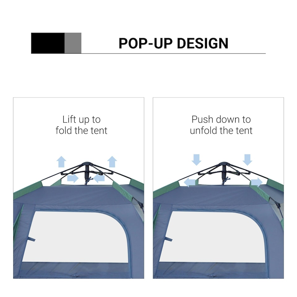 image 1 of Outsunny Family Pop-Up Camping Tent W/ Removable Waterproof Rainfly, Storage Bag