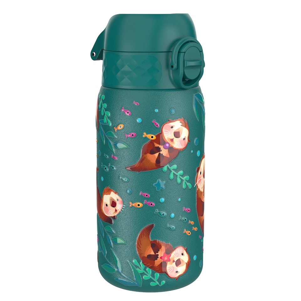 image 1 of Leak Proof Kids Water Bottle, Stainless Steel, 400ml (13oz) | Blue | Otters | One Size