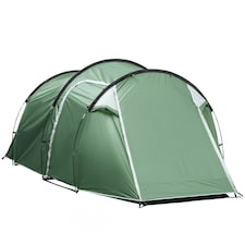 Outsunny 3 Man Camping Tent with Porch and Weather-Resistant Rainfly, Green