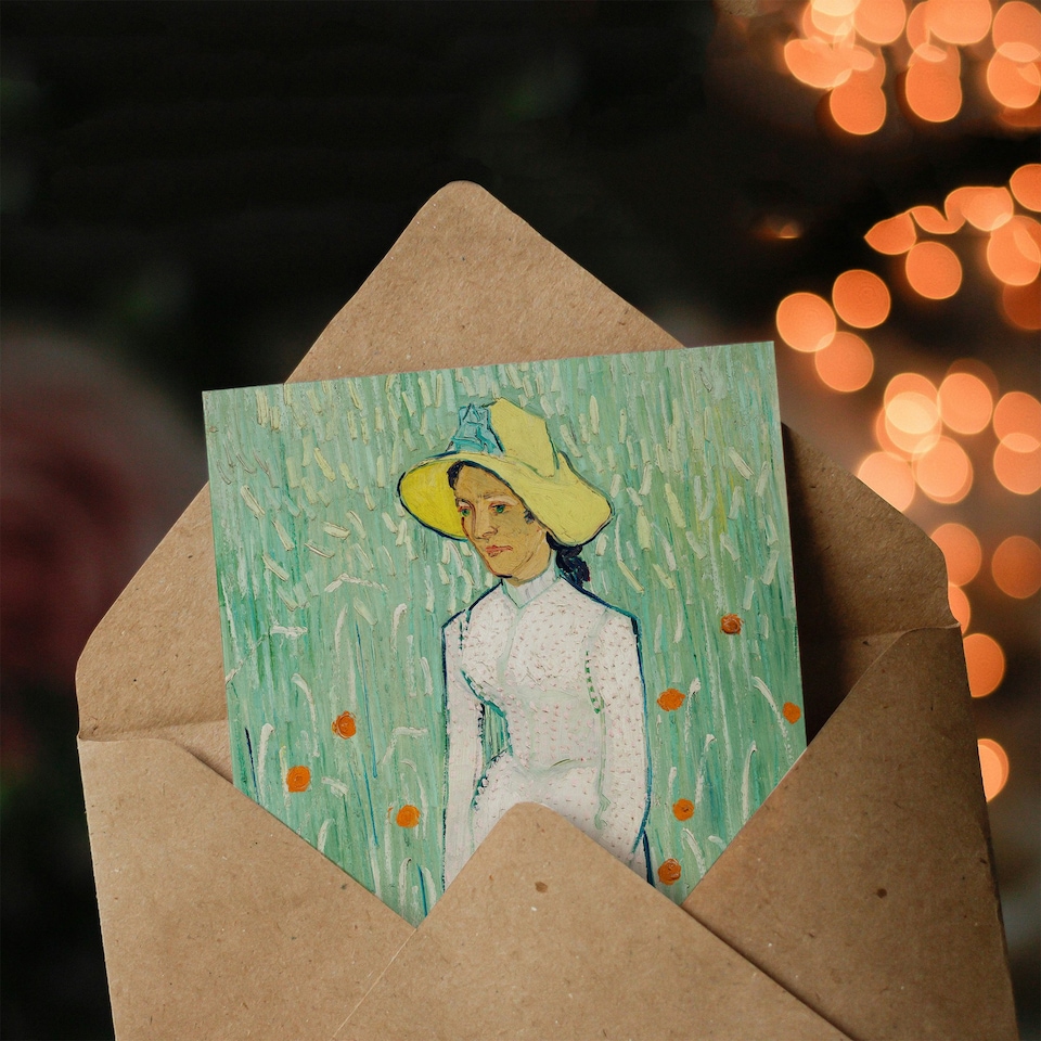 image 1 of Vincent van Gogh Art Card Girl in White Floral Portrait