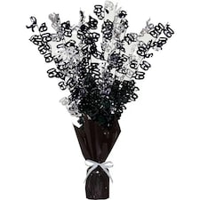 Unique Party Glitz 80th Balloon Weight Centrepiece - Black/Silver - One Size