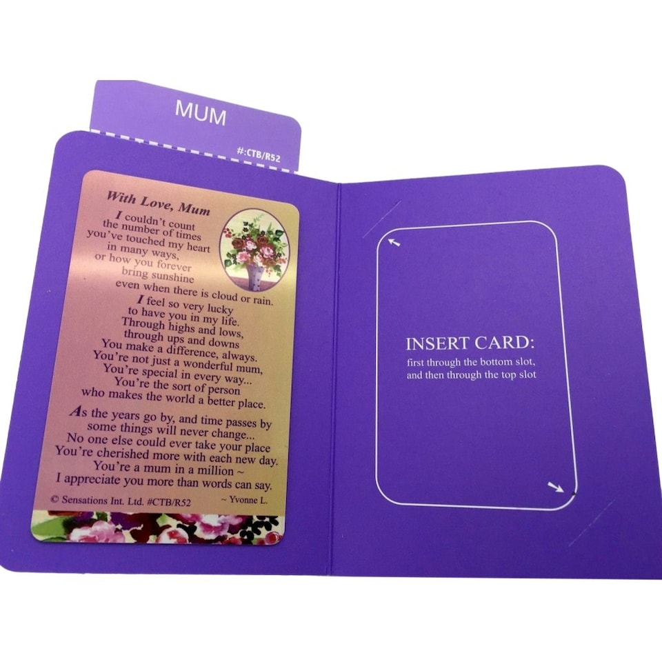 image 1 of With Love,Mum ....Sentimental Keepsake Wallet / Purse Card