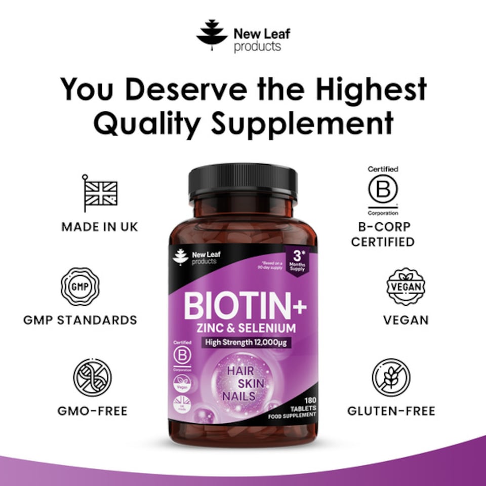 image 1 of Biotin Hair Growth Vitamins 12000 mcg - With Zinc & Selenium