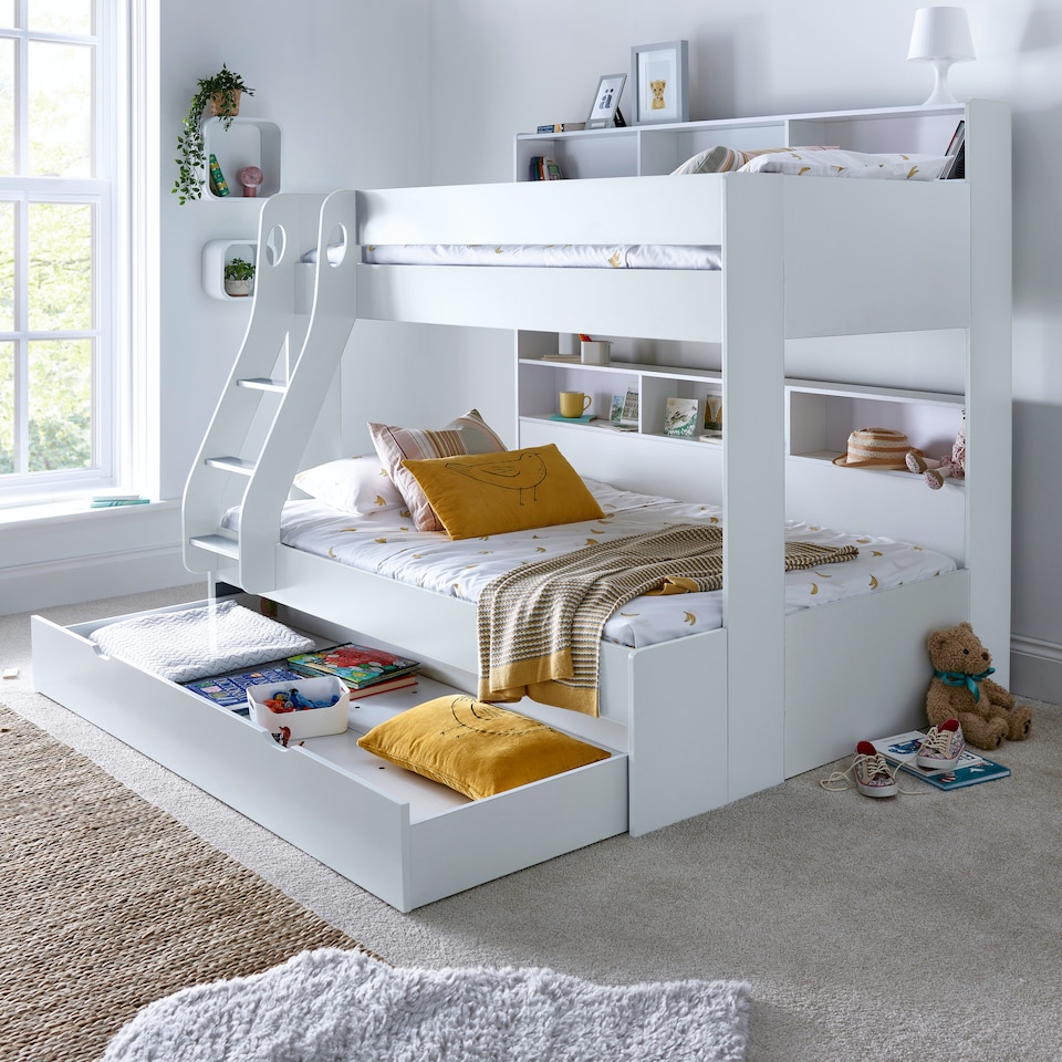 image 1 of Oliver White Storage Triple Sleeper And Clay Orthopaedic Mattresses | White