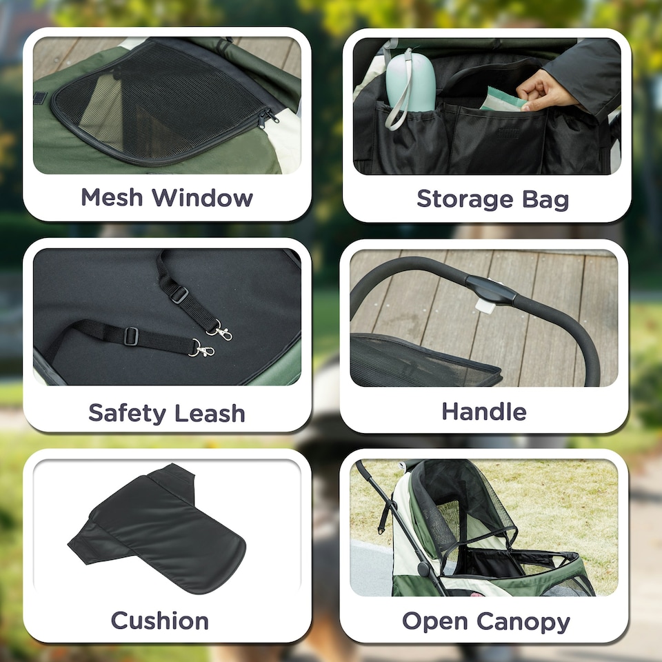 image 1 of PawHut Easy Folding Pet Stroller for Large Dogs