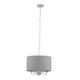 image 4 of ValueLights Modern Chrome 3 Way Curved Arm Grey Linen Slimline Drum Ceiling Light Pendant
