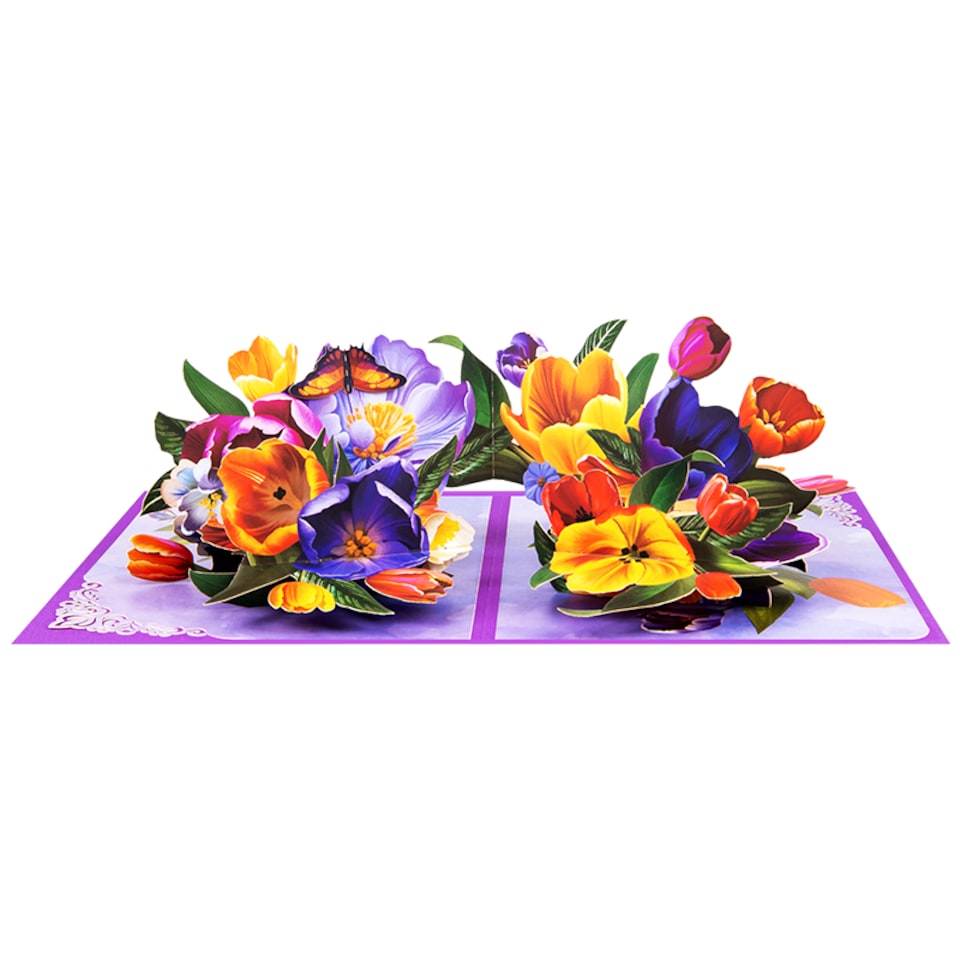 image 1 of Joyful Blossoms Spring Bouquet 3D Pop Up Greeting Card